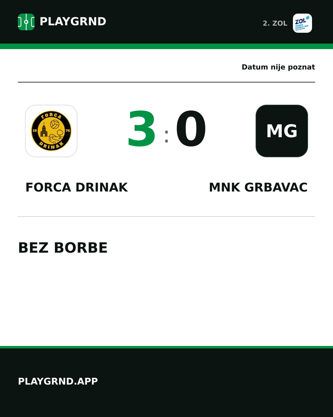 Instagram slika: Forca Drinak 3:0 MNK Grbavac