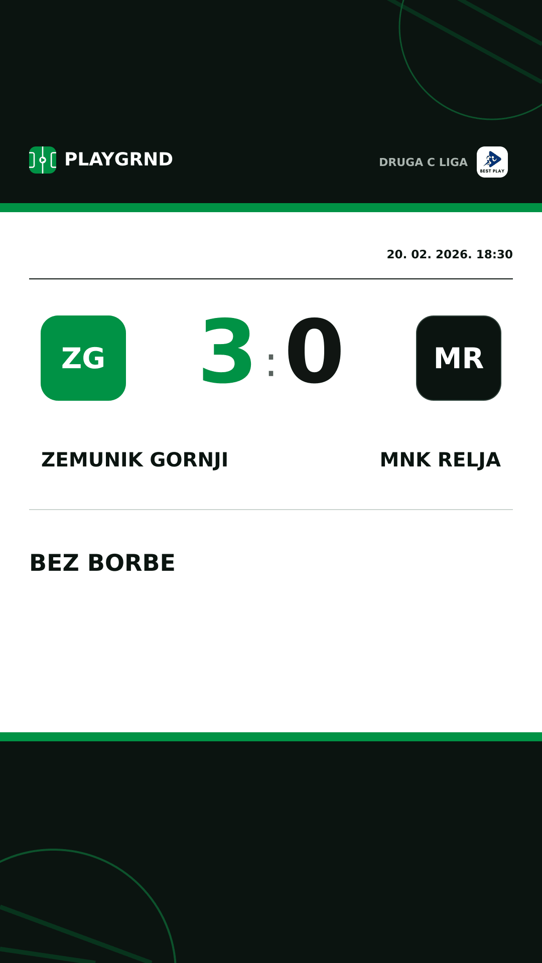 Instagram slika: Zemunik Gornji 3:0 MNK Relja