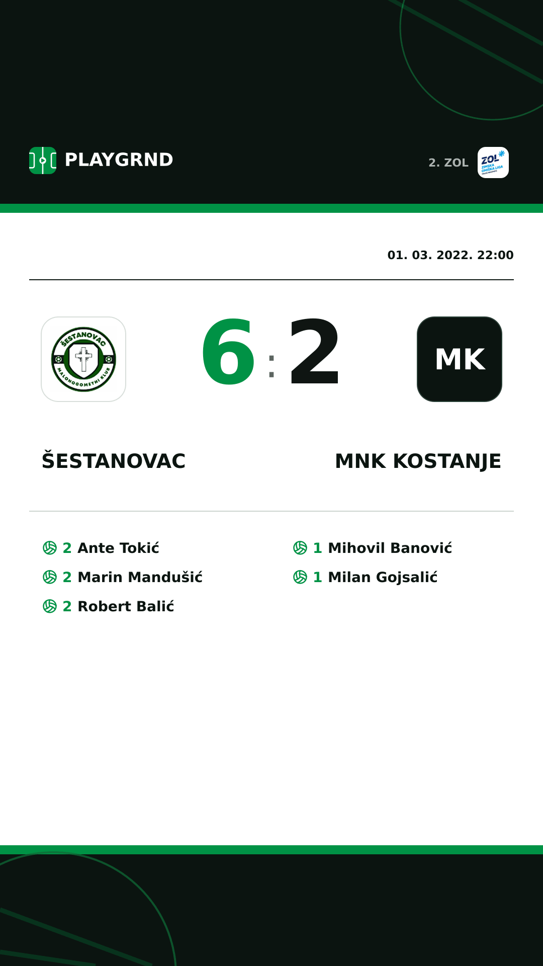Instagram slika: Šestanovac 6:2 MNK Kostanje