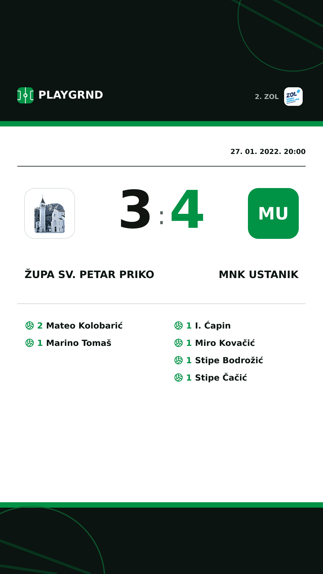 Instagram slika: Župa Sv. Petar Priko 3:4 MNK Ustanik
