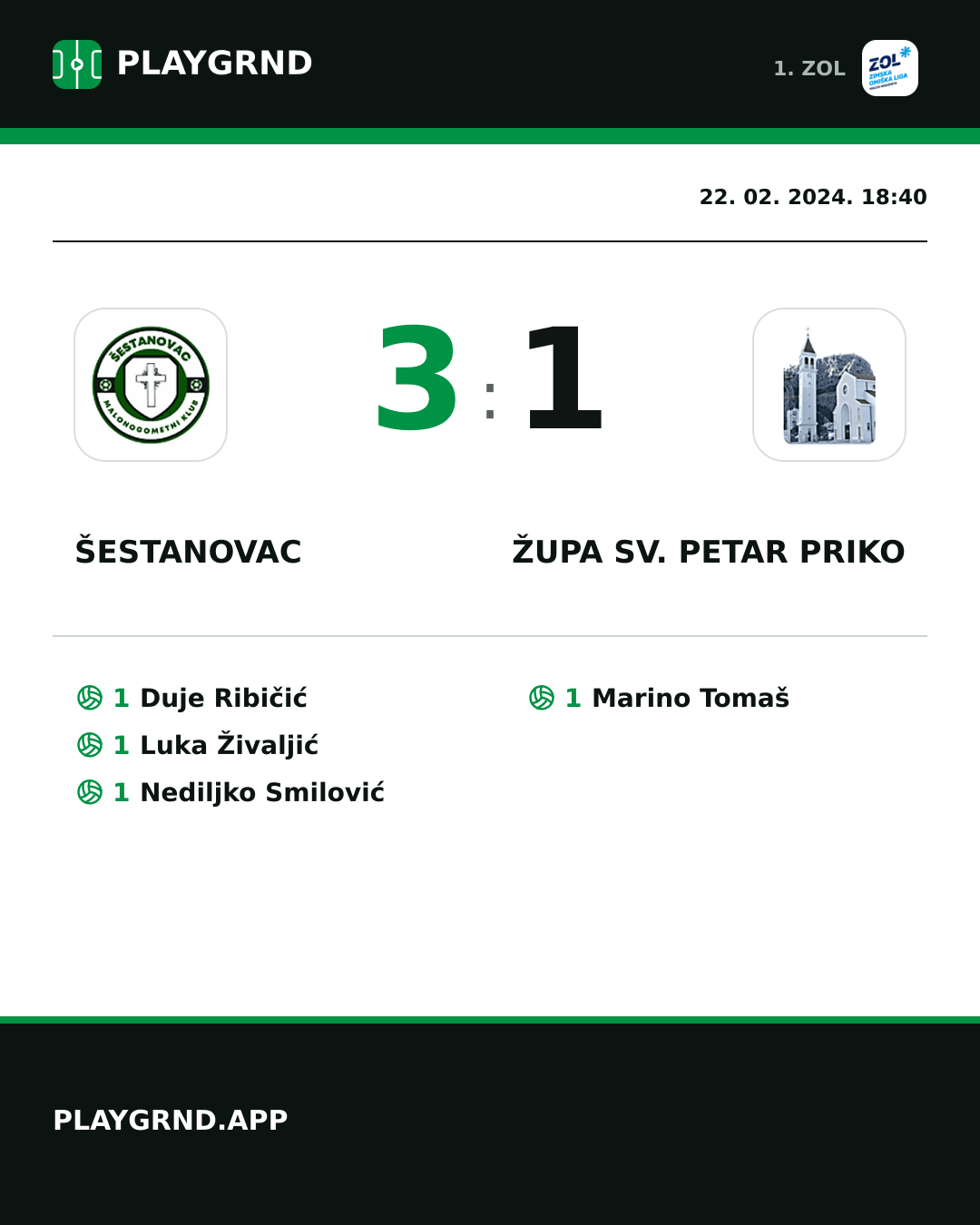 Instagram slika: Šestanovac 3:1 Župa Sv. Petar Priko