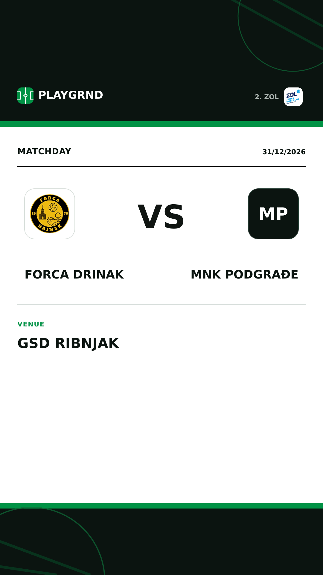 Instagram artwork: Forca Drinak vs MNK Podgrađe