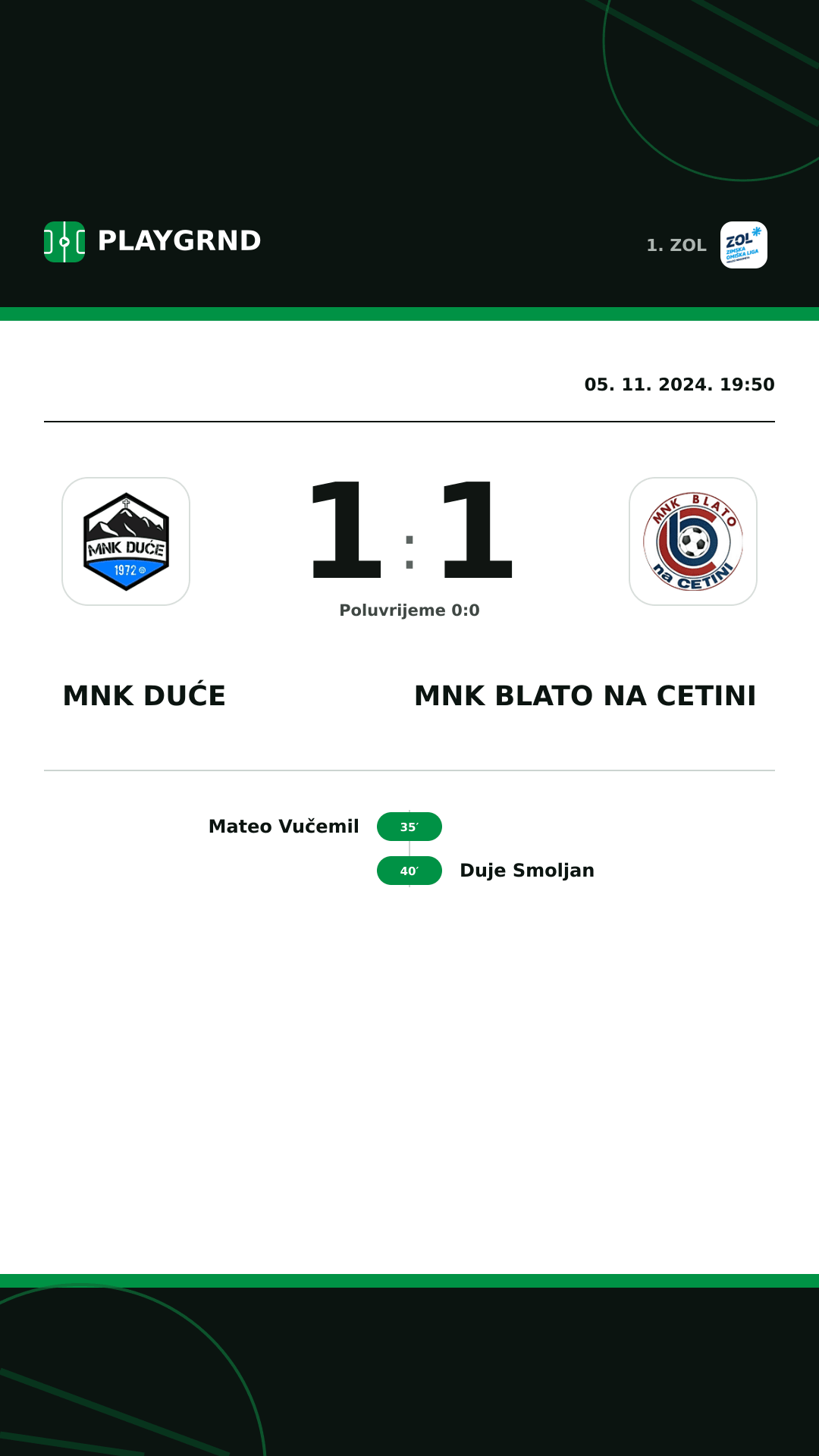 Instagram slika: MNK Duće 1:1 MNK Blato na Cetini