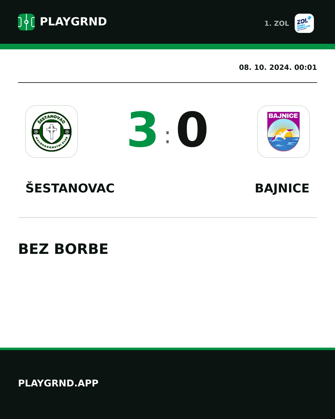 Instagram slika: Šestanovac 3:0 Bajnice