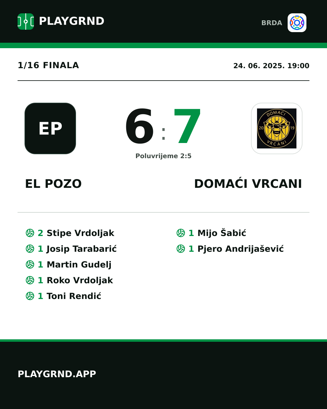 Instagram slika: El Pozo 6:7 Domaći Vrcani