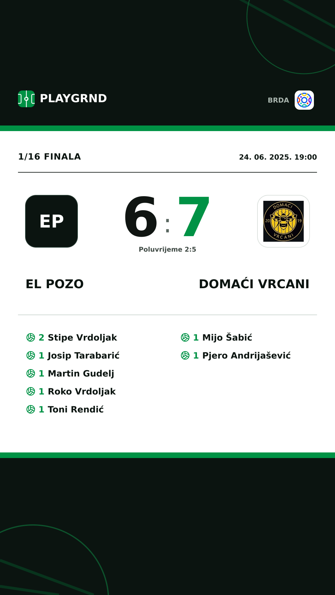 Instagram slika: El Pozo 6:7 Domaći Vrcani