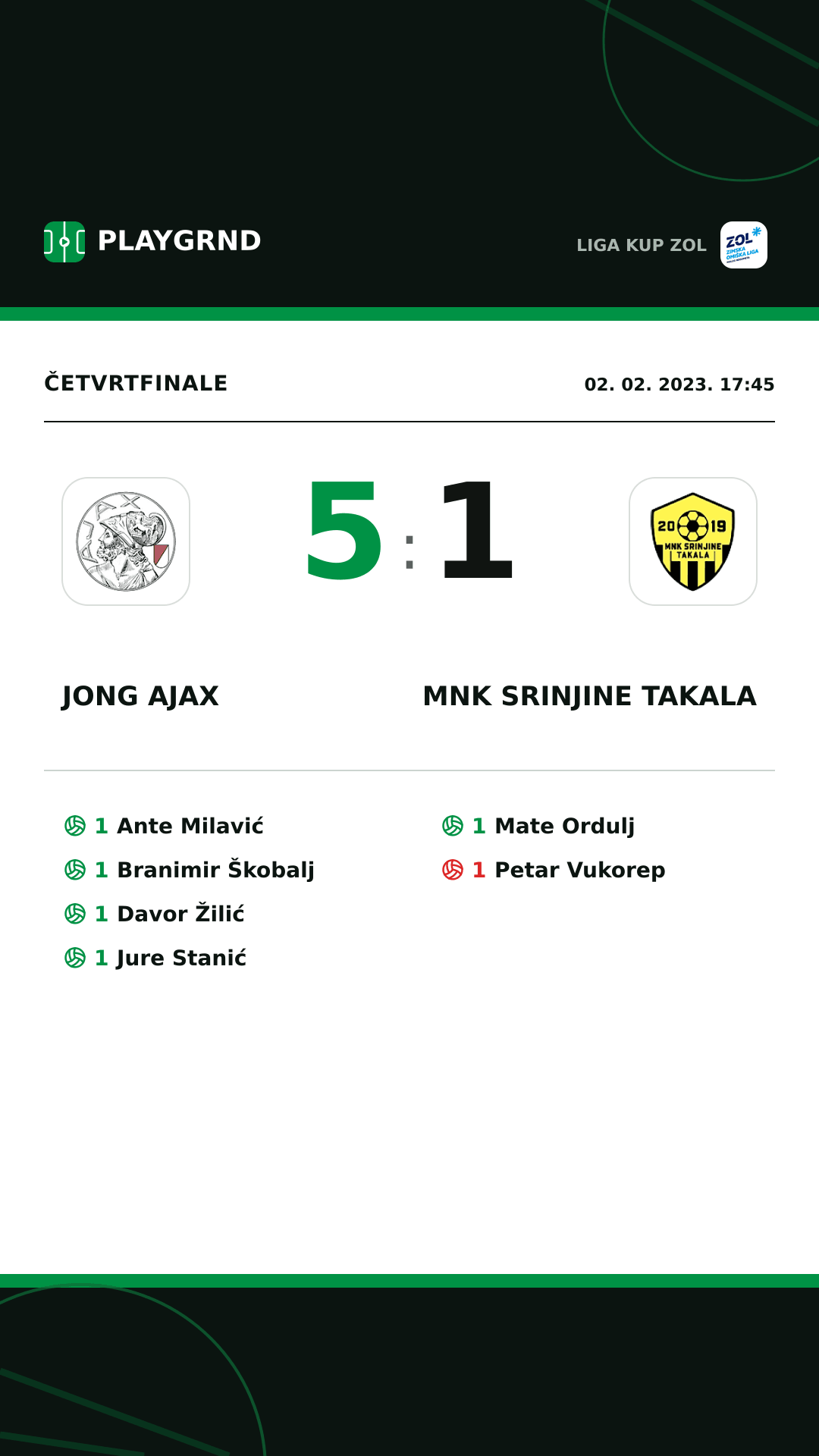 Instagram slika: Jong Ajax 5:1 MNK Srinjine Takala
