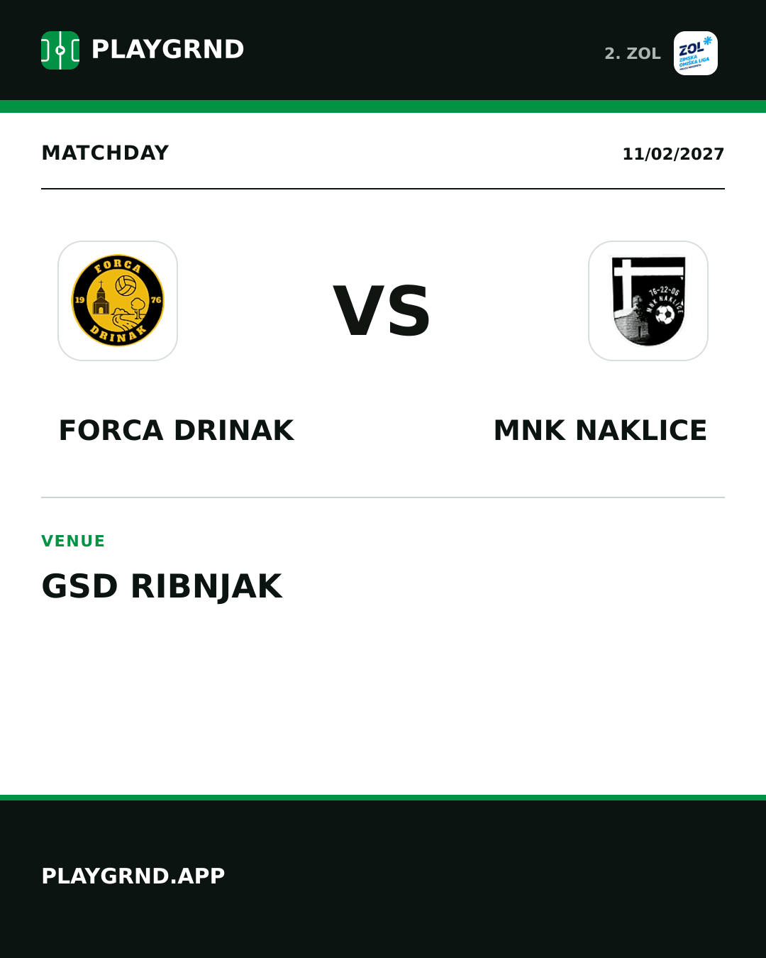 Instagram artwork: Forca Drinak vs MNK Naklice