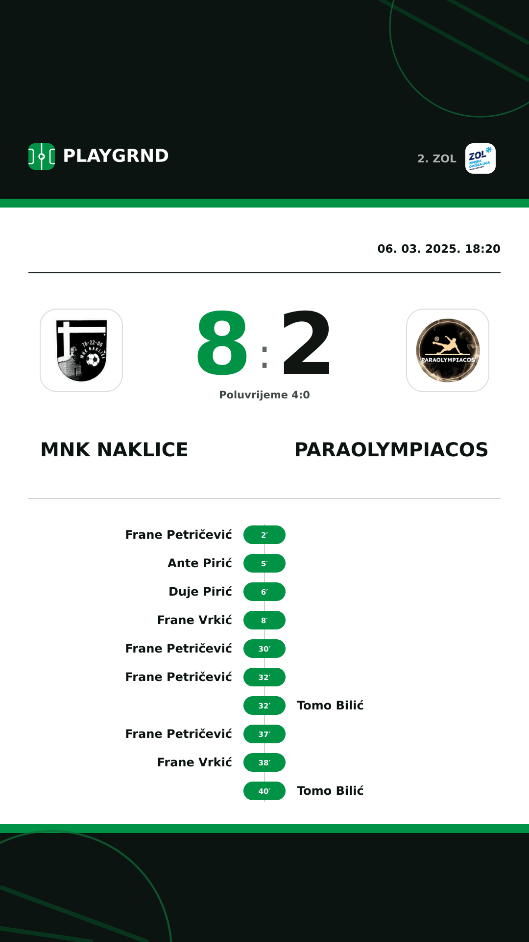 Instagram slika: MNK Naklice 8:2 Paraolympiacos