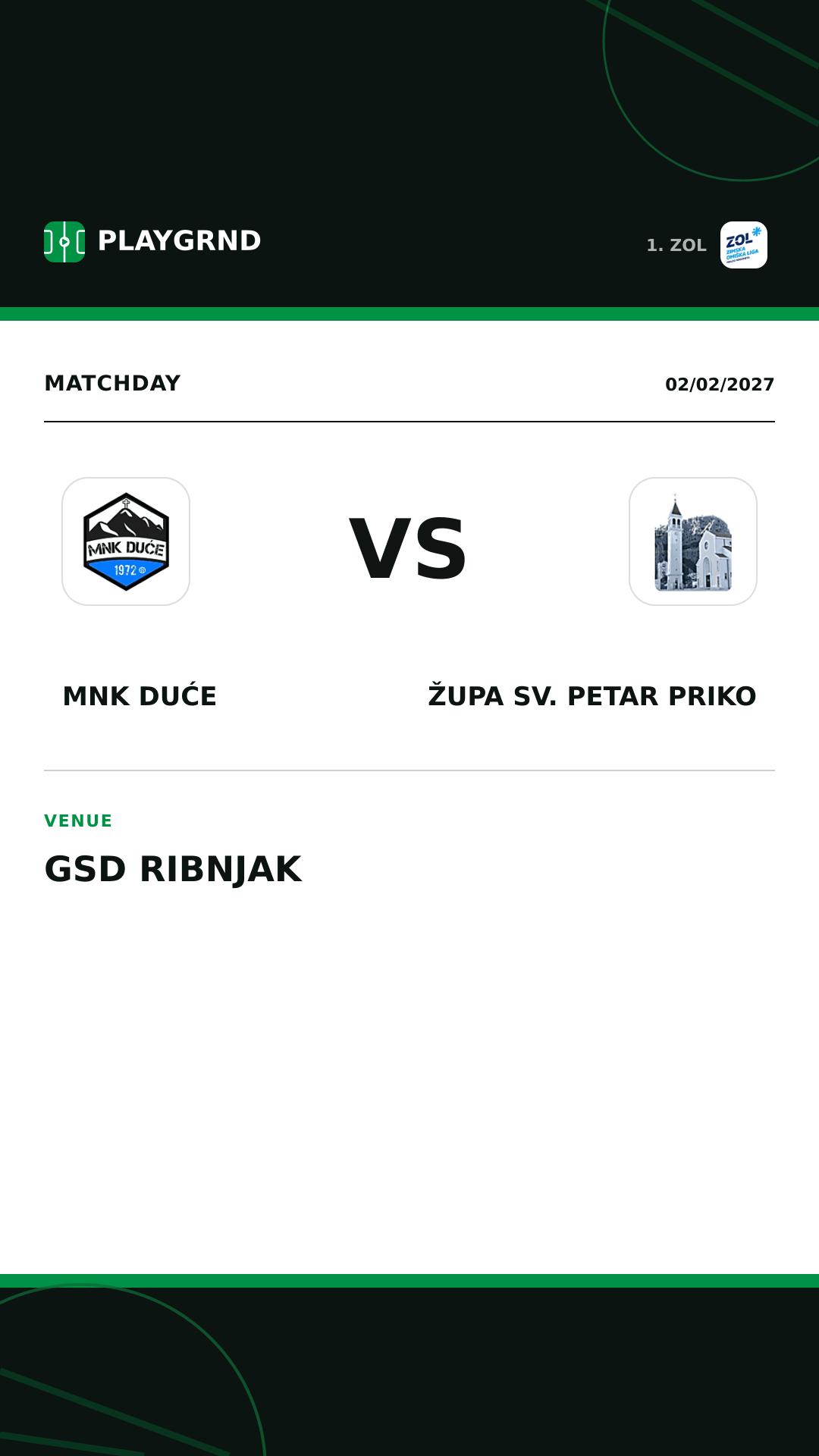 Instagram artwork: MNK Duće vs Župa Sv. Petar Priko