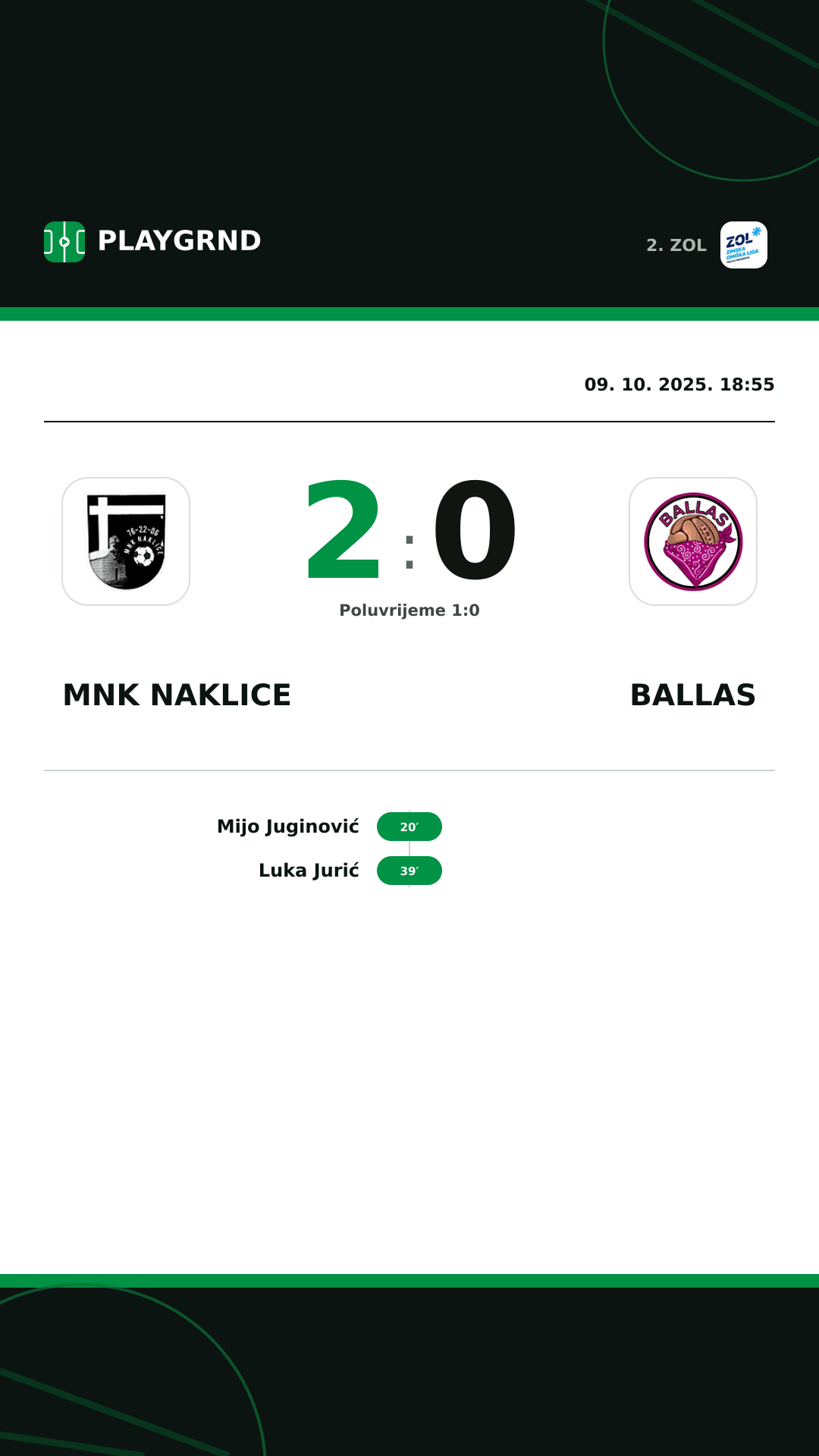 Instagram slika: MNK Naklice 2:0 Ballas
