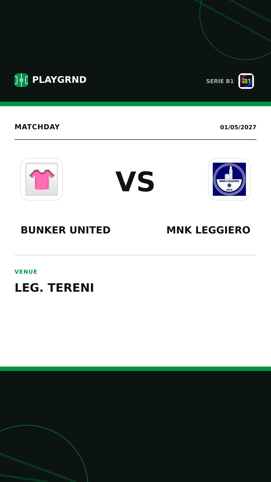 Instagram artwork: Bunker United vs MNK Leggiero