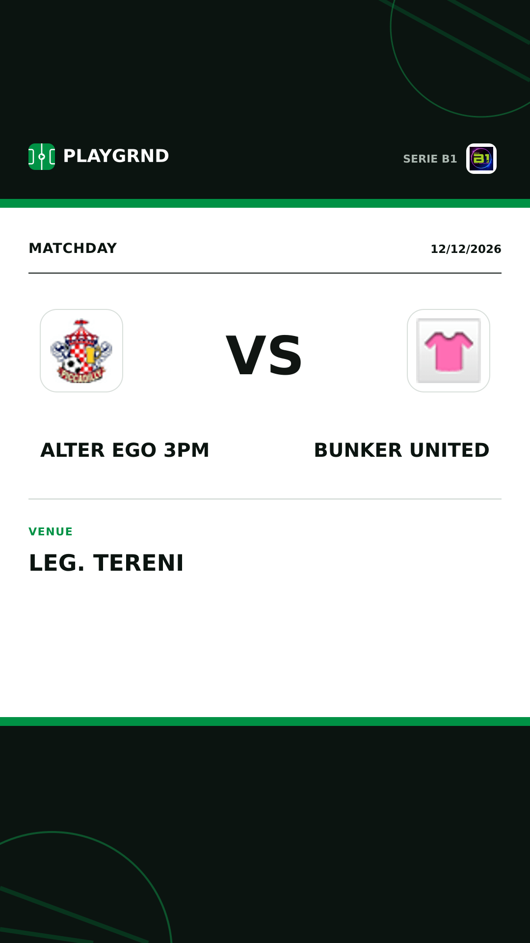 Instagram artwork: Alter Ego 3PM vs Bunker United