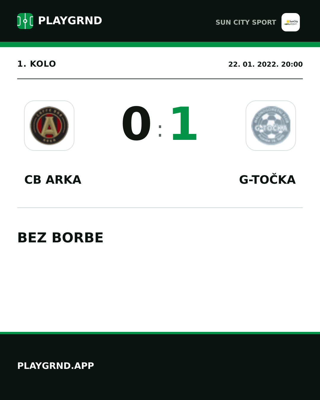Instagram slika: CB Arka 0:1 G-Točka