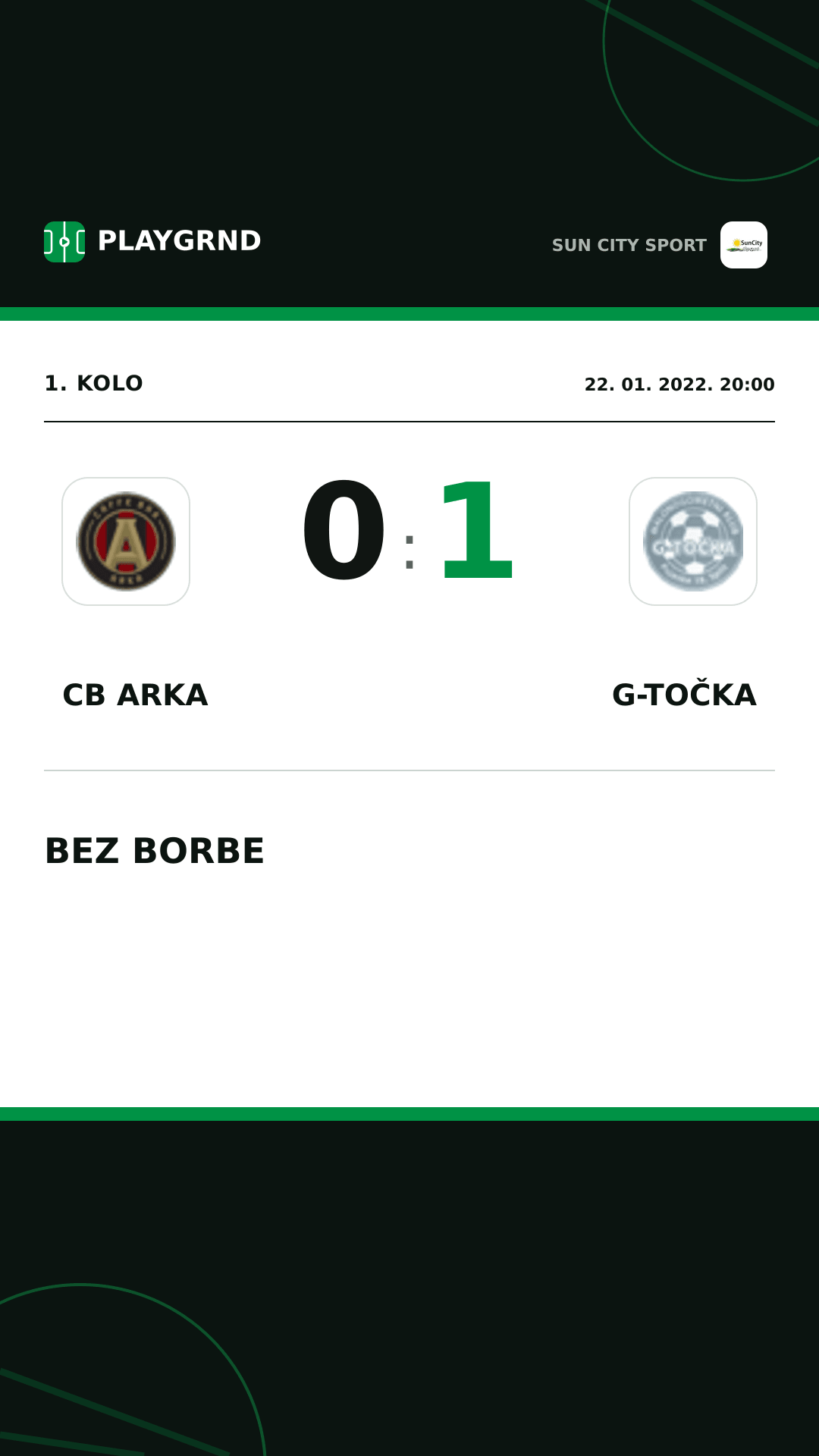 Instagram slika: CB Arka 0:1 G-Točka