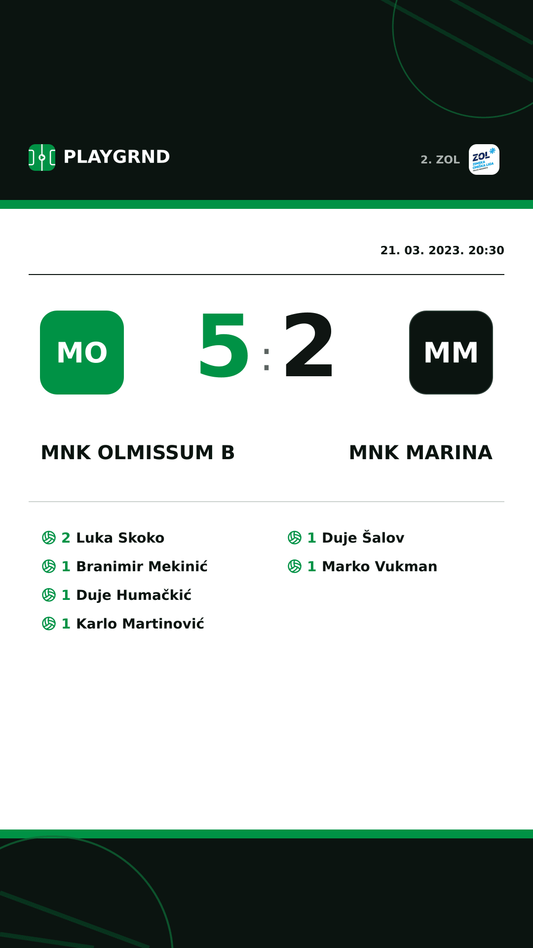 Instagram slika: MNK Olmissum B 5:2 MNK Marina