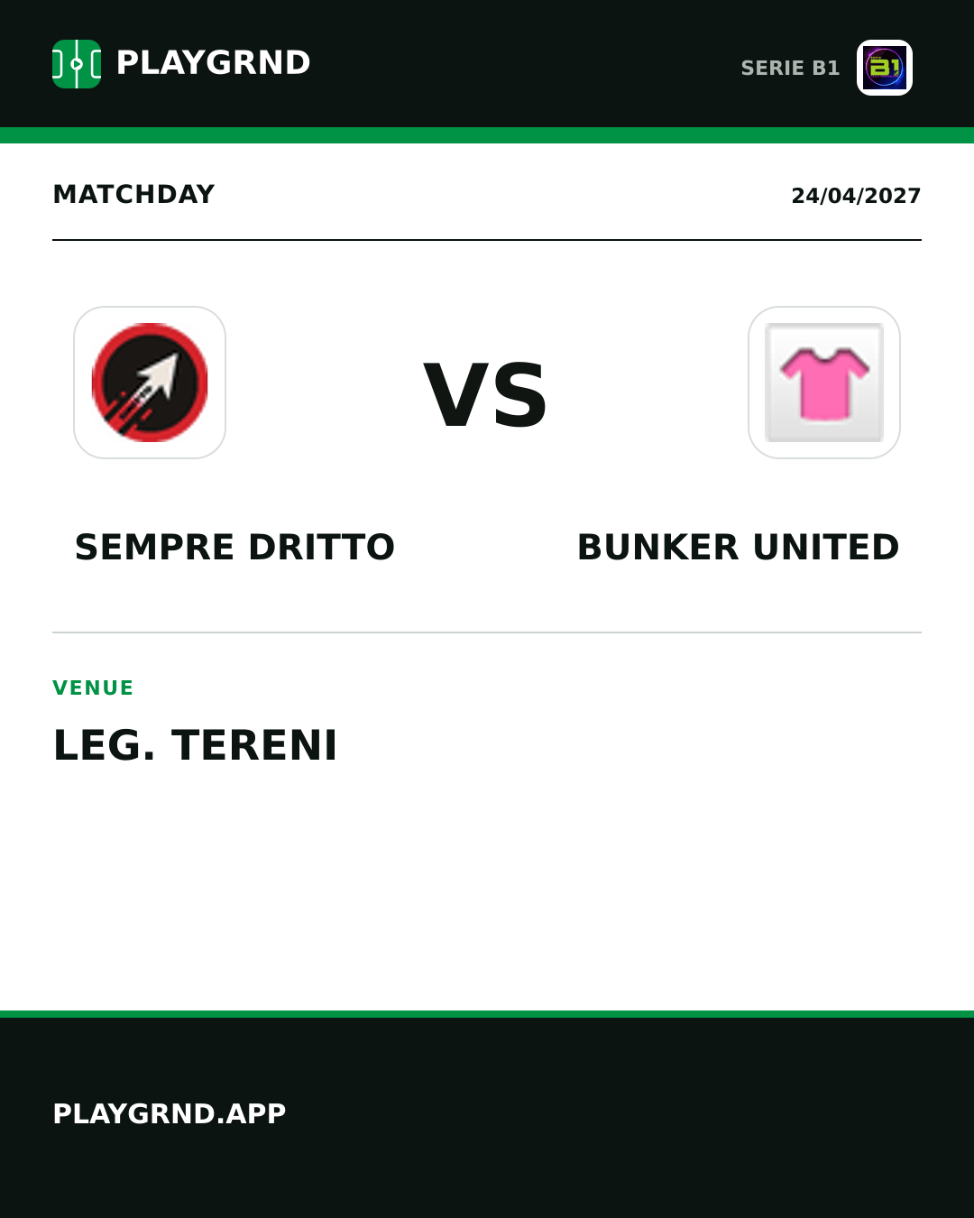 Instagram artwork: Sempre Dritto vs Bunker United