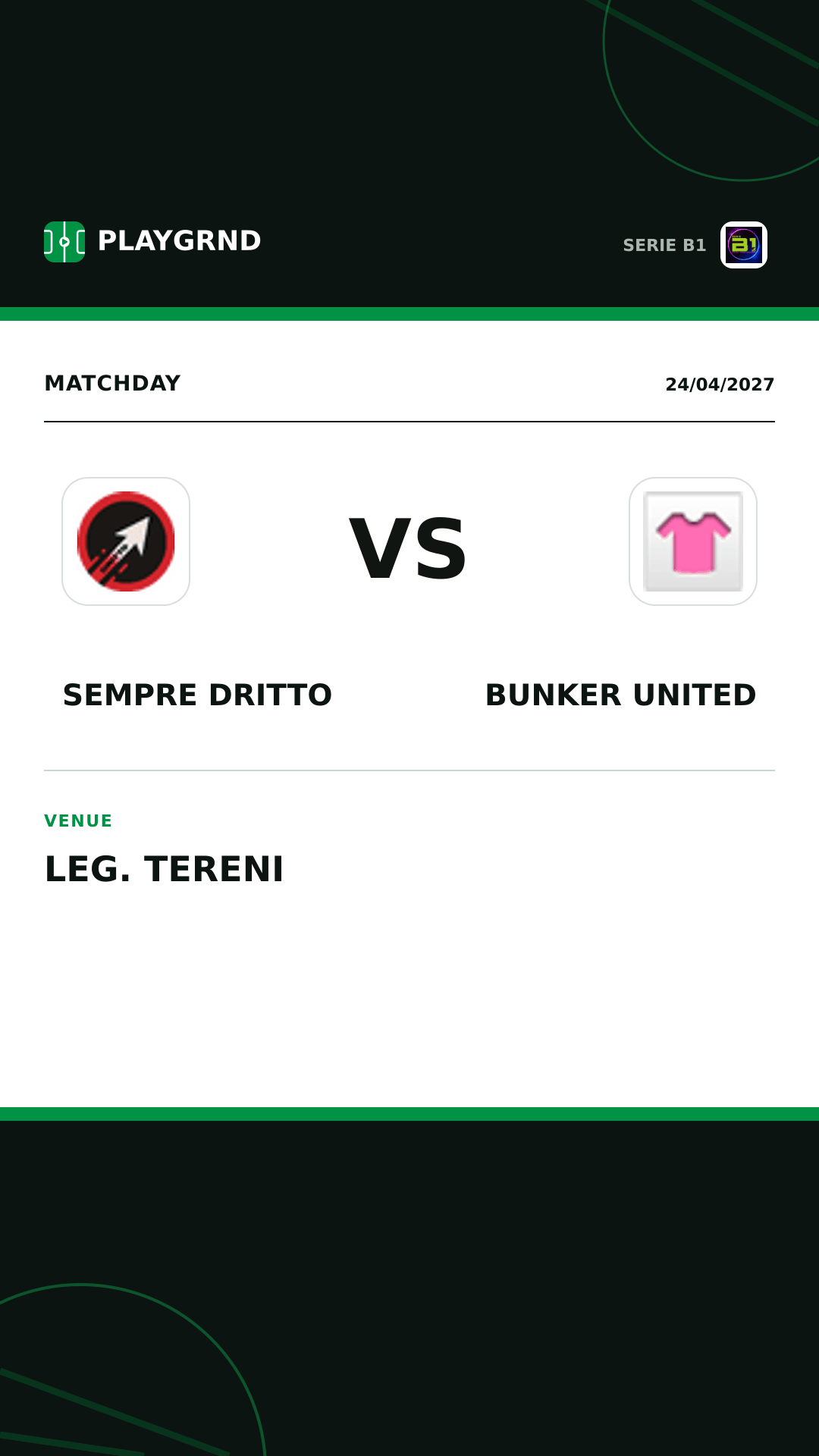 Instagram artwork: Sempre Dritto vs Bunker United