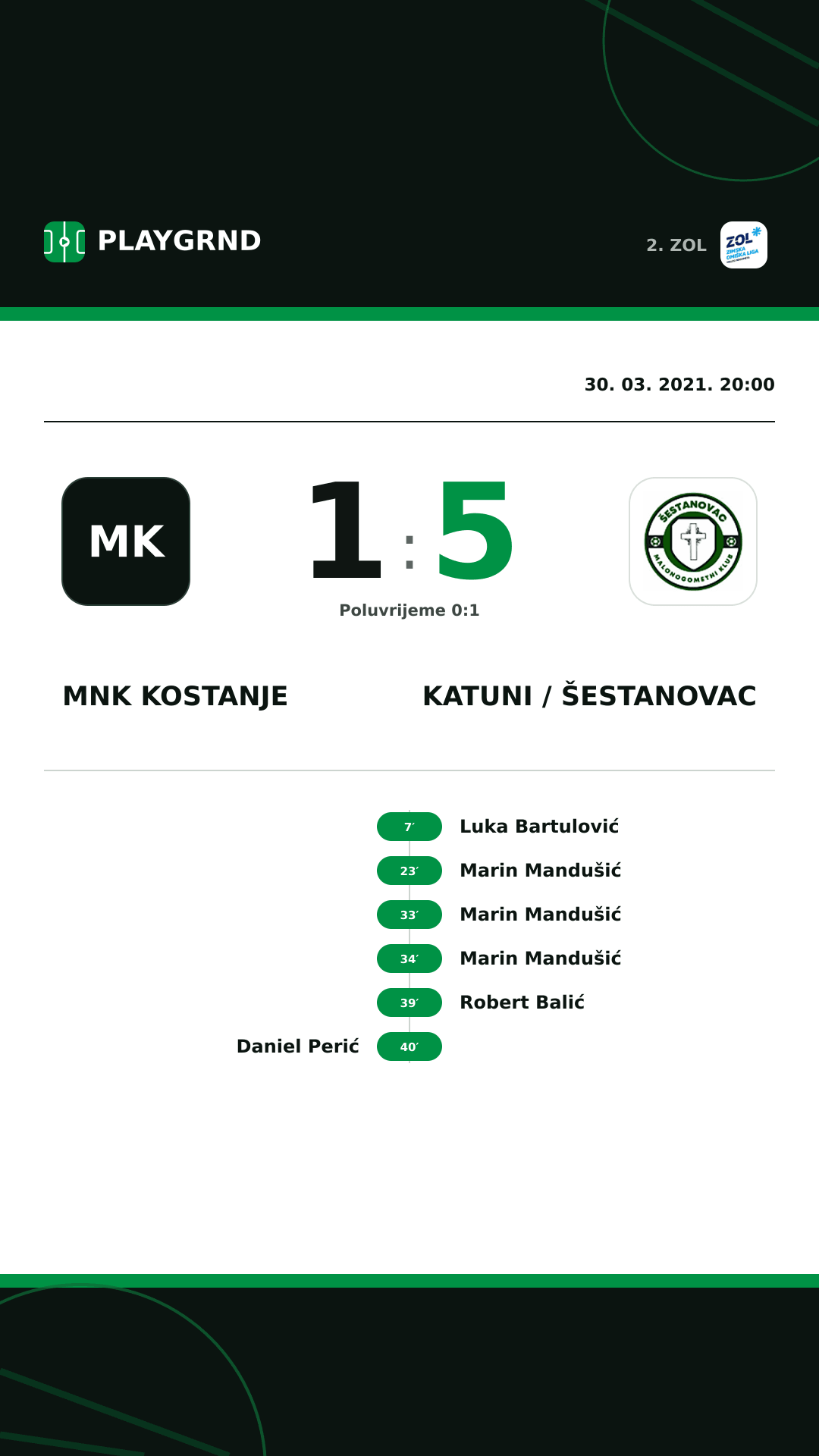 Instagram slika: MNK Kostanje 1:5 Katuni / Šestanovac