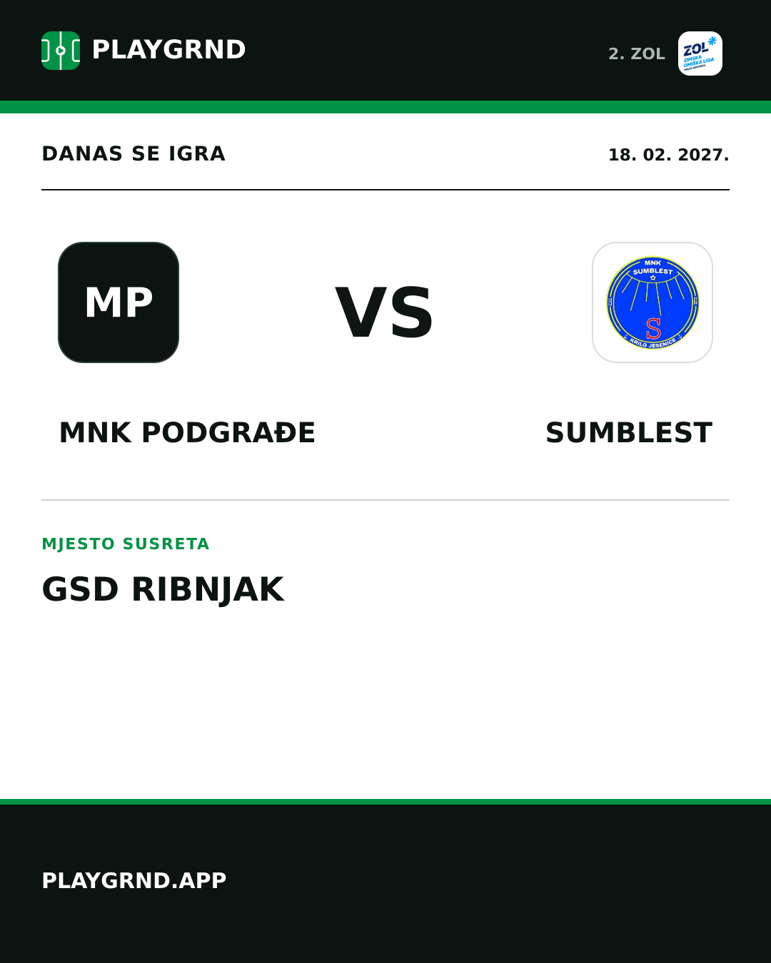 Instagram slika: MNK Podgrađe vs Sumblest