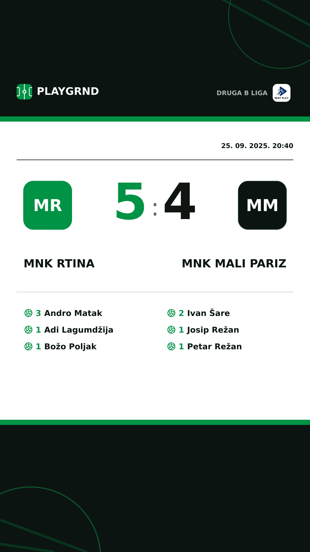 Instagram slika: Mnk Rtina 5:4 MNK Mali Pariz