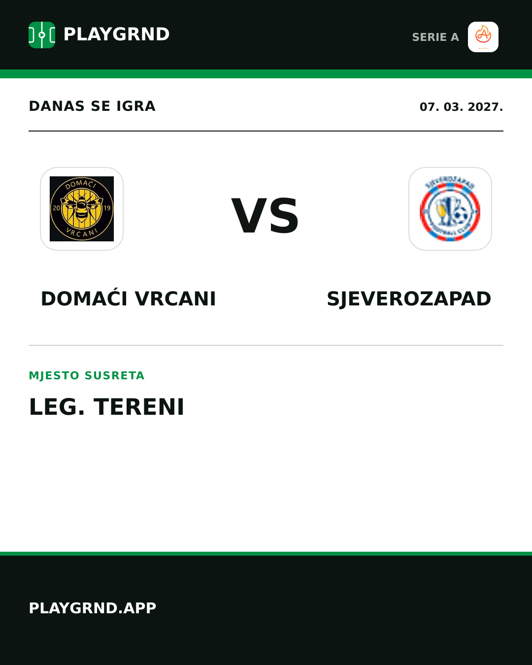 Instagram slika: Domaći Vrcani vs Sjeverozapad