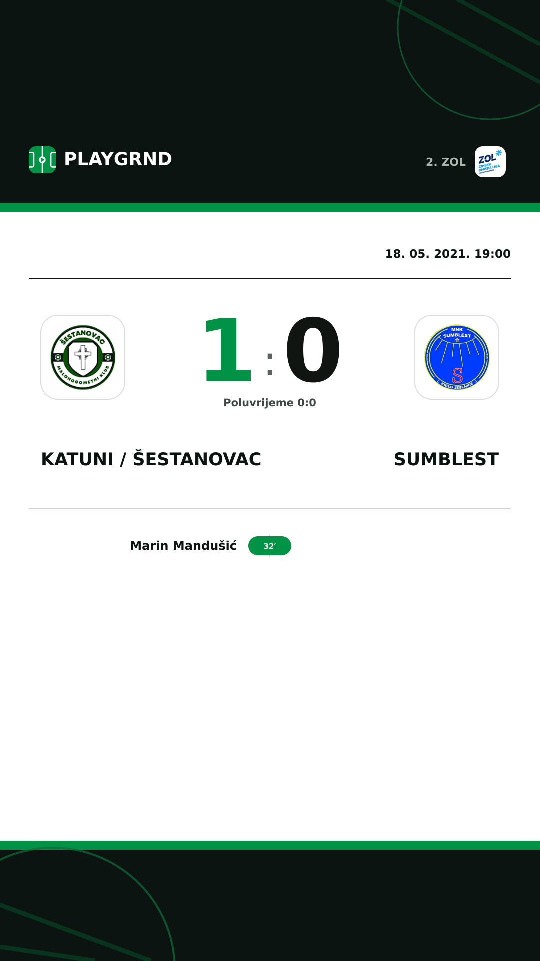 Instagram slika: Katuni / Šestanovac 1:0 Sumblest