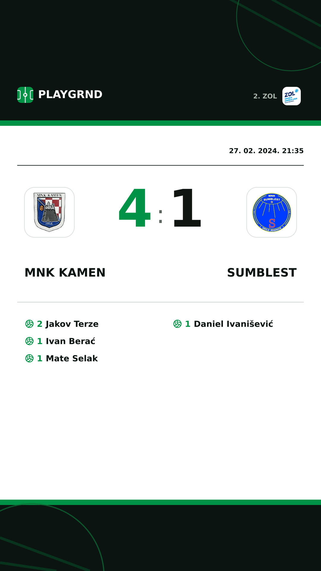 Instagram slika: MNK Kamen 4:1 Sumblest
