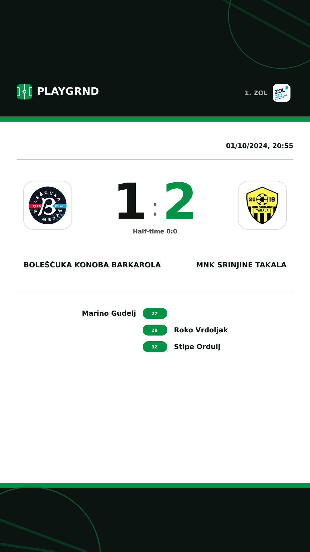 Instagram artwork: Bolešćuka Konoba Barkarola 1:2 MNK Srinjine Takala