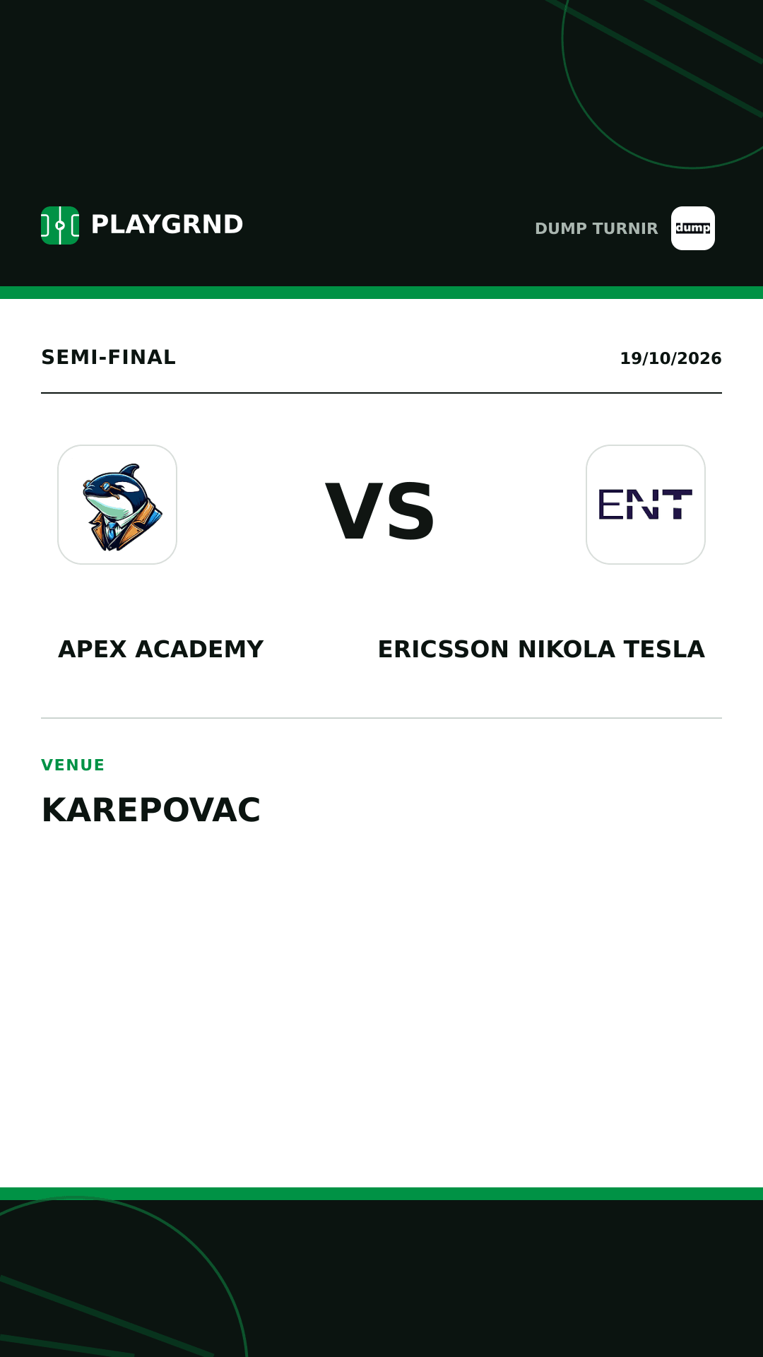 Instagram artwork: Apex Academy vs Ericsson Nikola Tesla