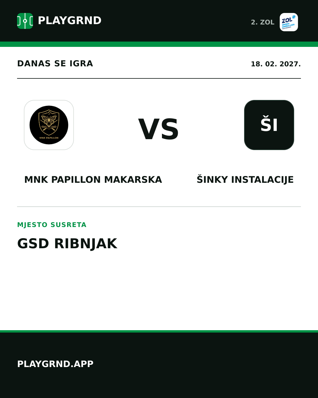 Instagram slika: MNK Papillon Makarska vs Šinky Instalacije