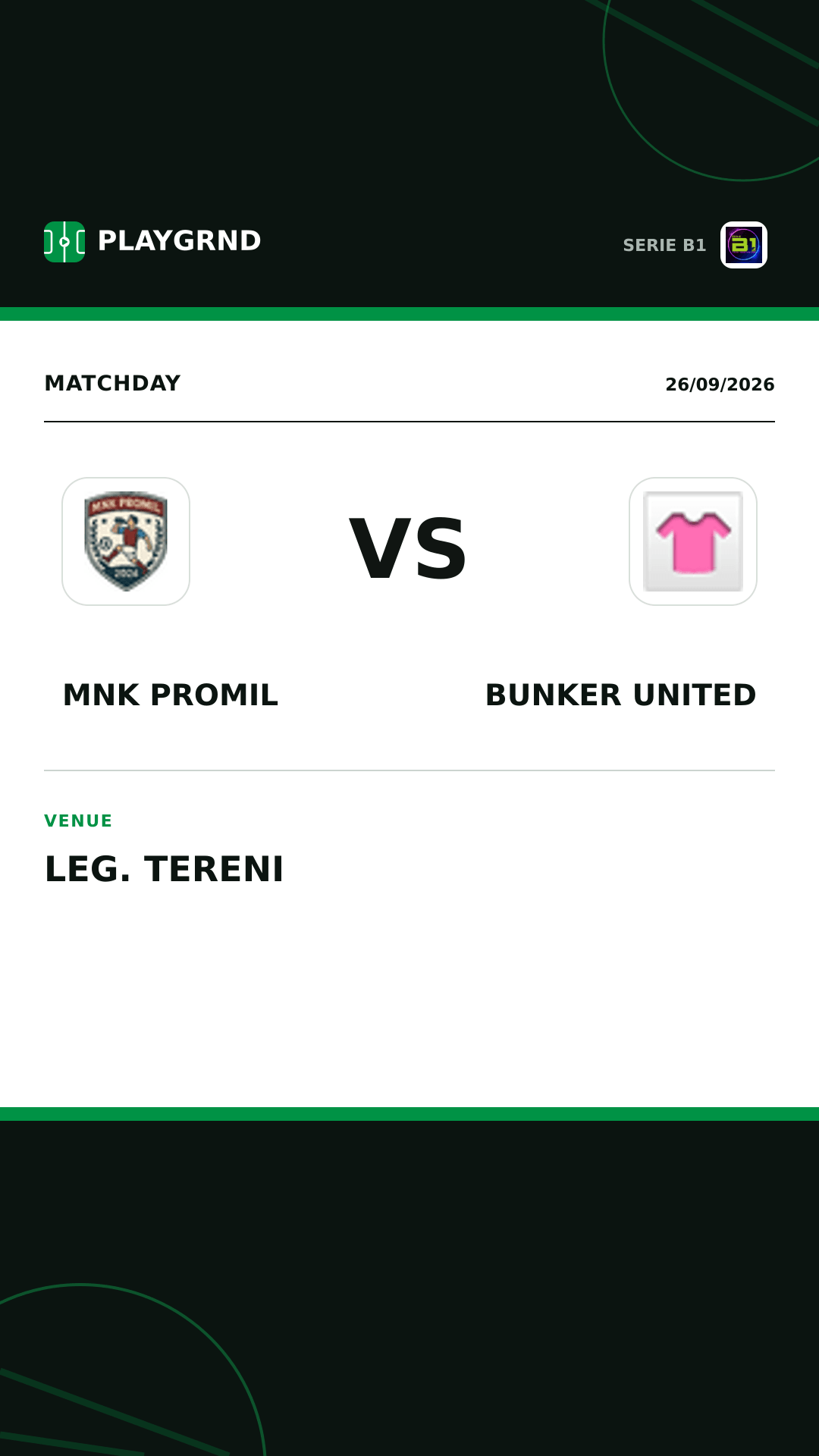 Instagram artwork: Mnk Promil vs Bunker United