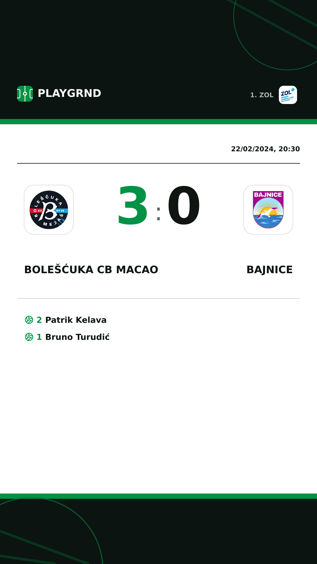 Instagram artwork: Bolešćuka CB Macao 3:0 Bajnice