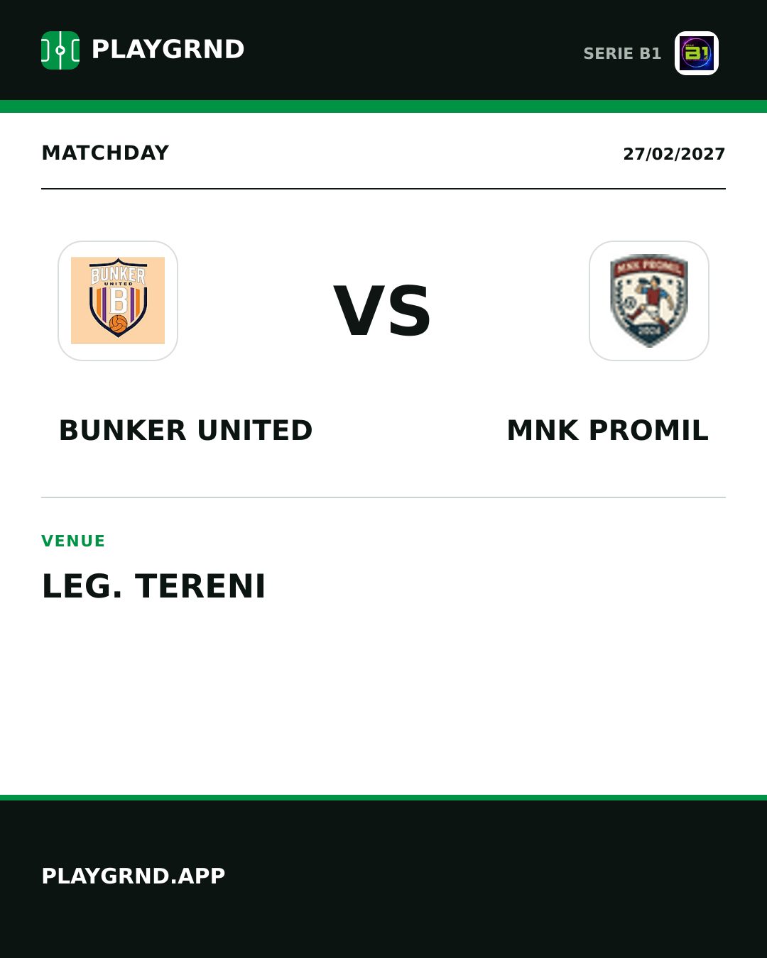 Instagram artwork: Bunker United vs Mnk Promil