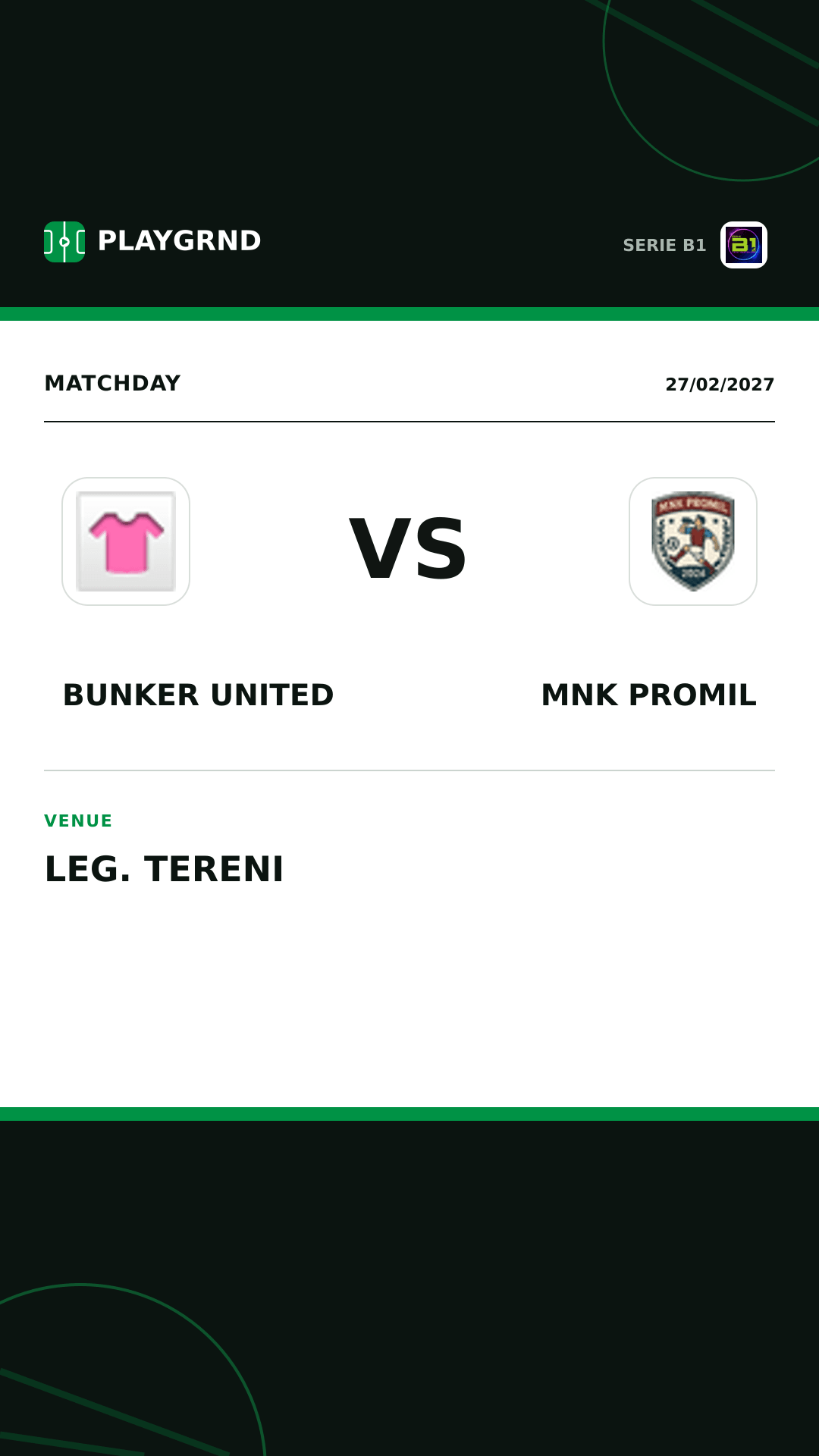 Instagram artwork: Bunker United vs Mnk Promil