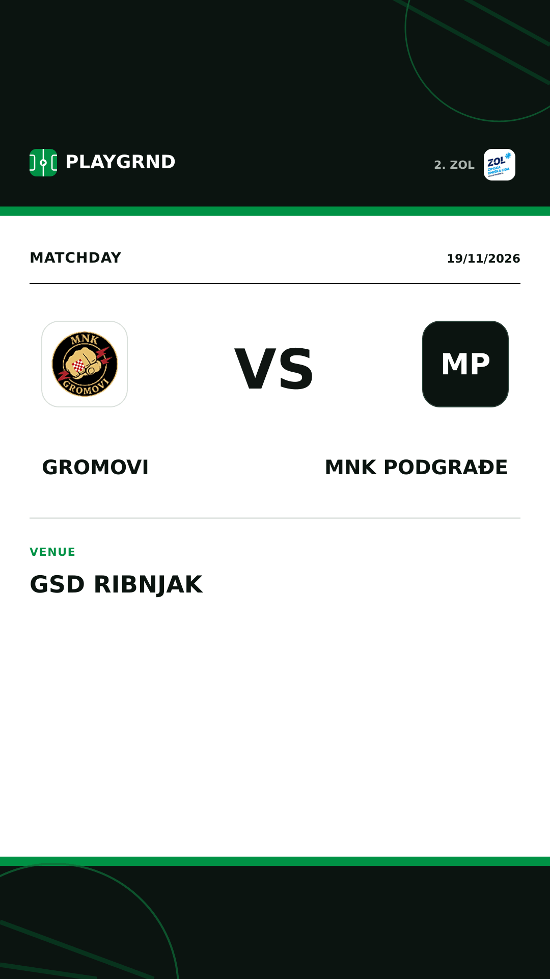 Instagram artwork: Gromovi vs MNK Podgrađe