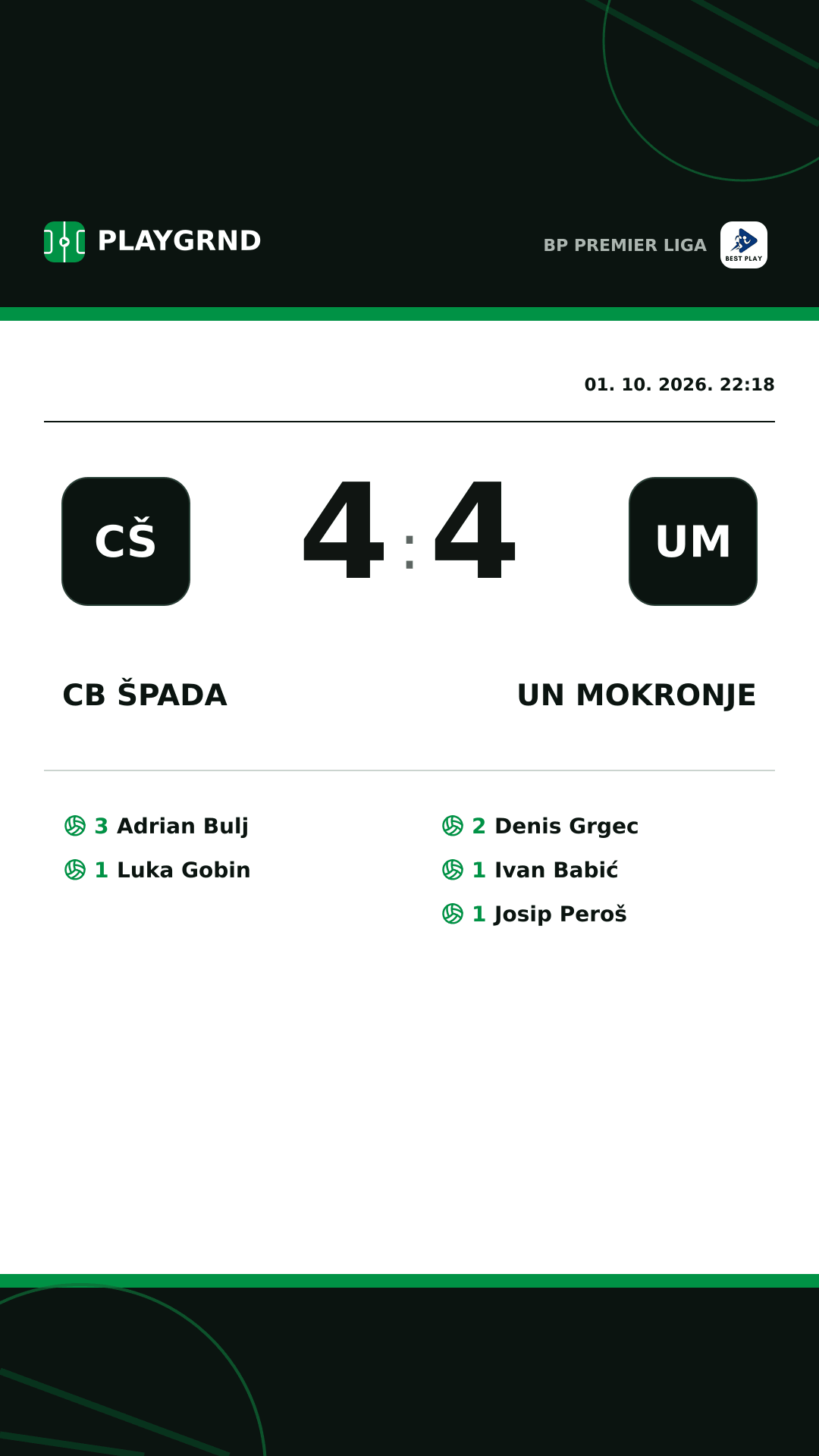 Instagram slika: CB Špada 4:4 UN Mokronje