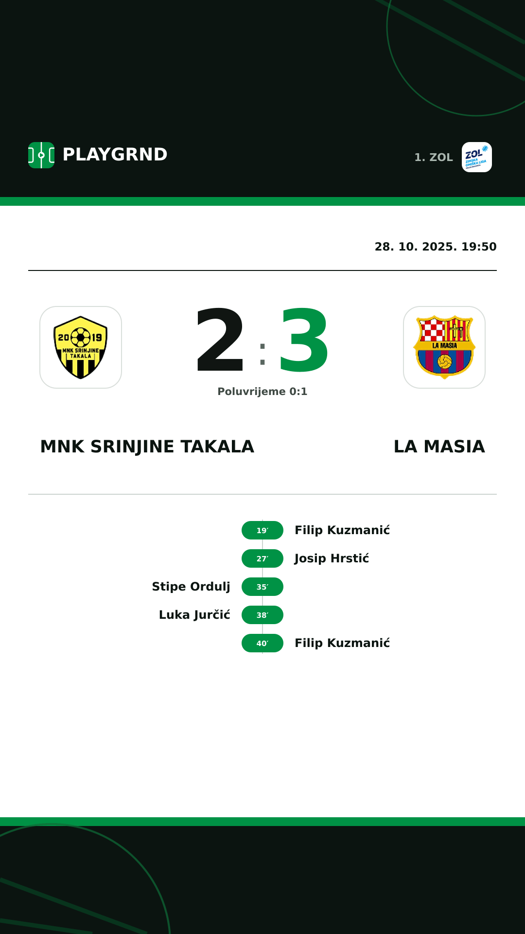 Instagram slika: MNK Srinjine Takala 2:3 La Masia