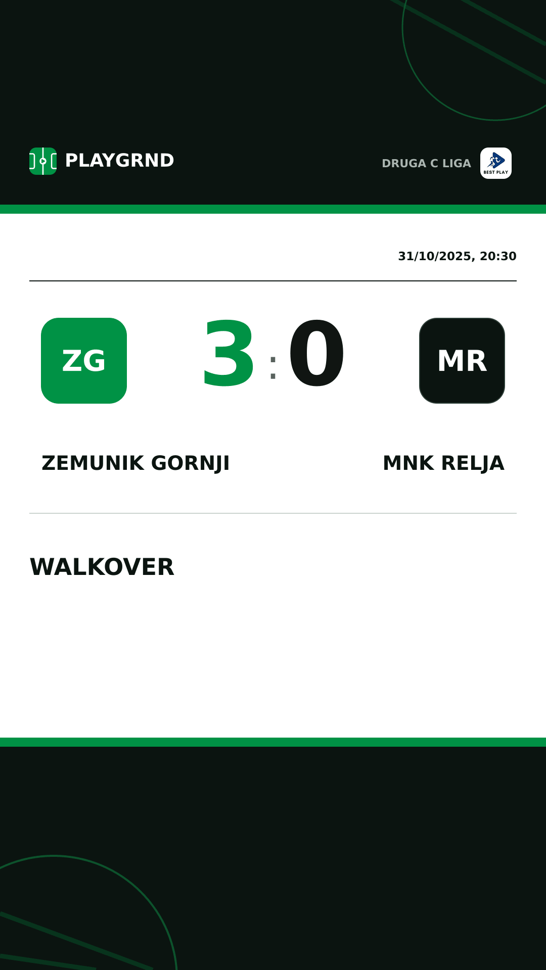 Instagram artwork: Zemunik Gornji 3:0 MNK Relja