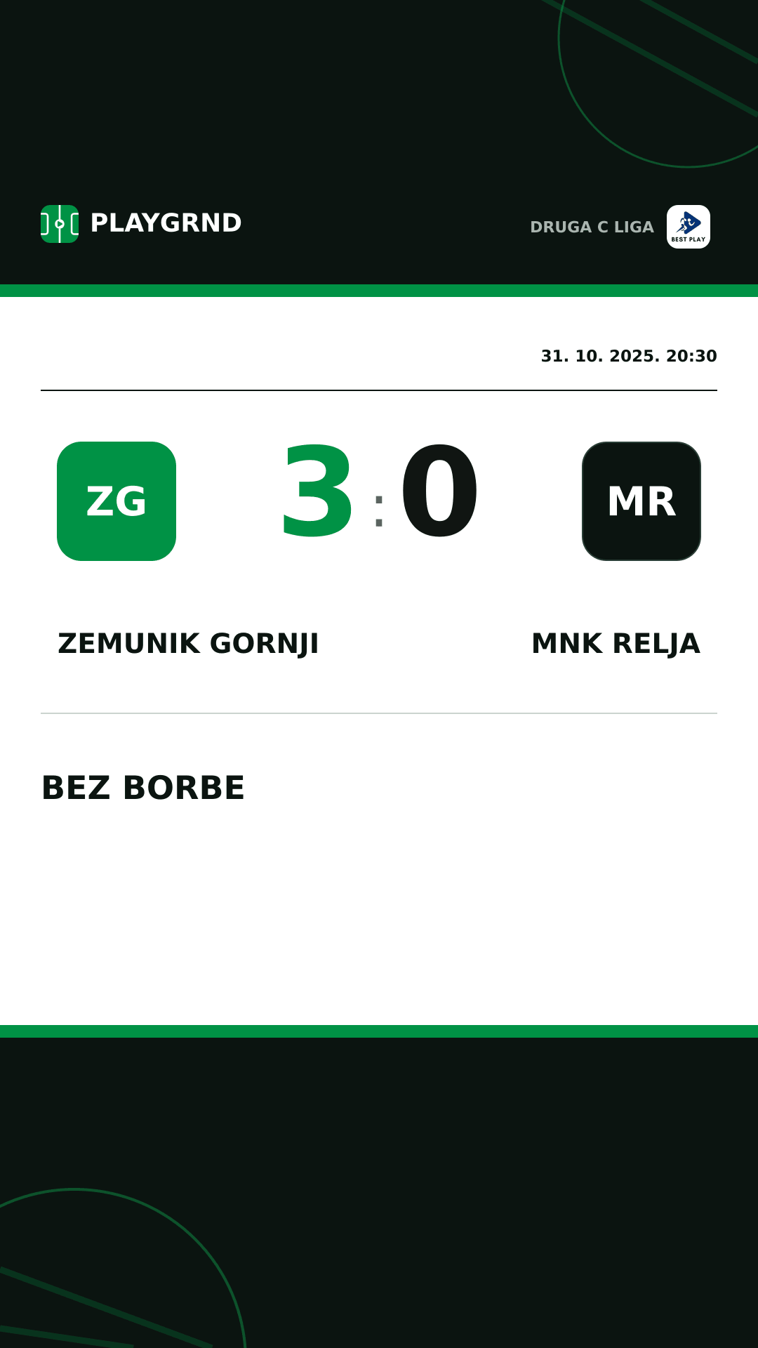 Instagram slika: Zemunik Gornji 3:0 MNK Relja