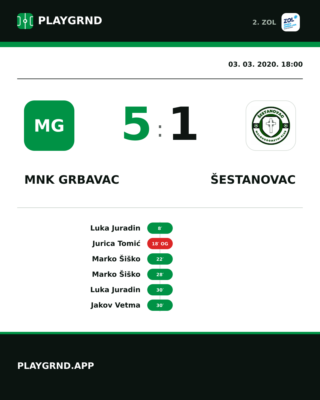 Instagram slika: MNK Grbavac 5:1 Šestanovac