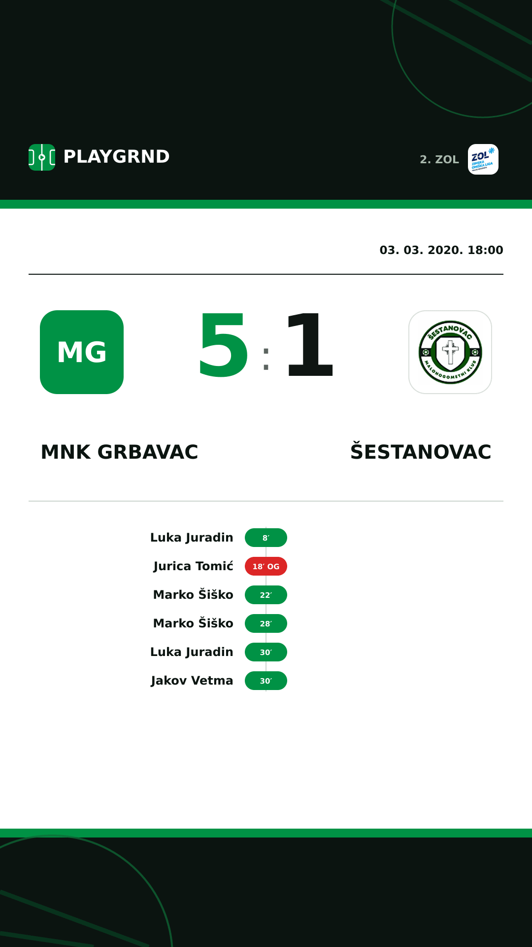 Instagram slika: MNK Grbavac 5:1 Šestanovac