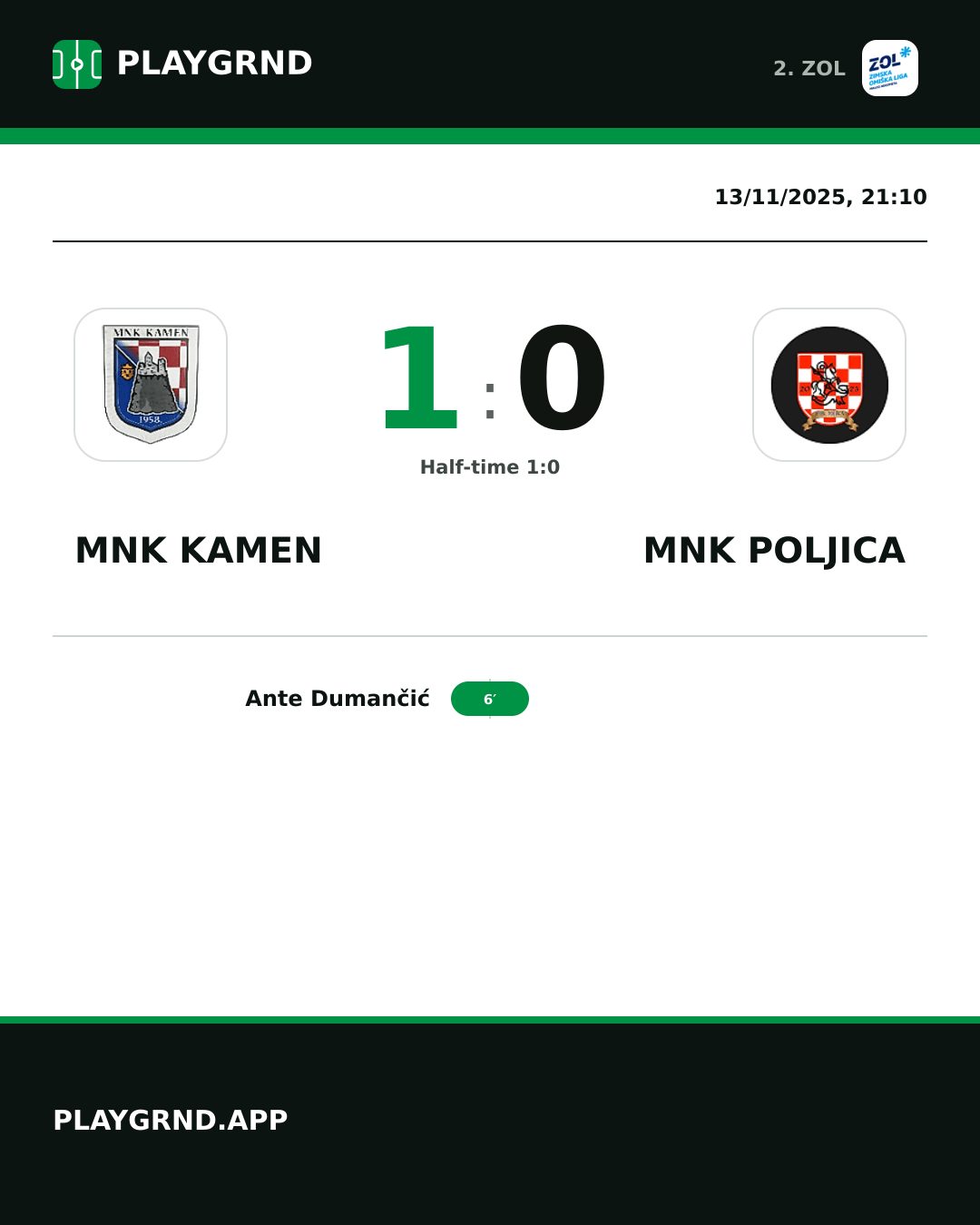 Instagram artwork: MNK Kamen 1:0 MNK Poljica