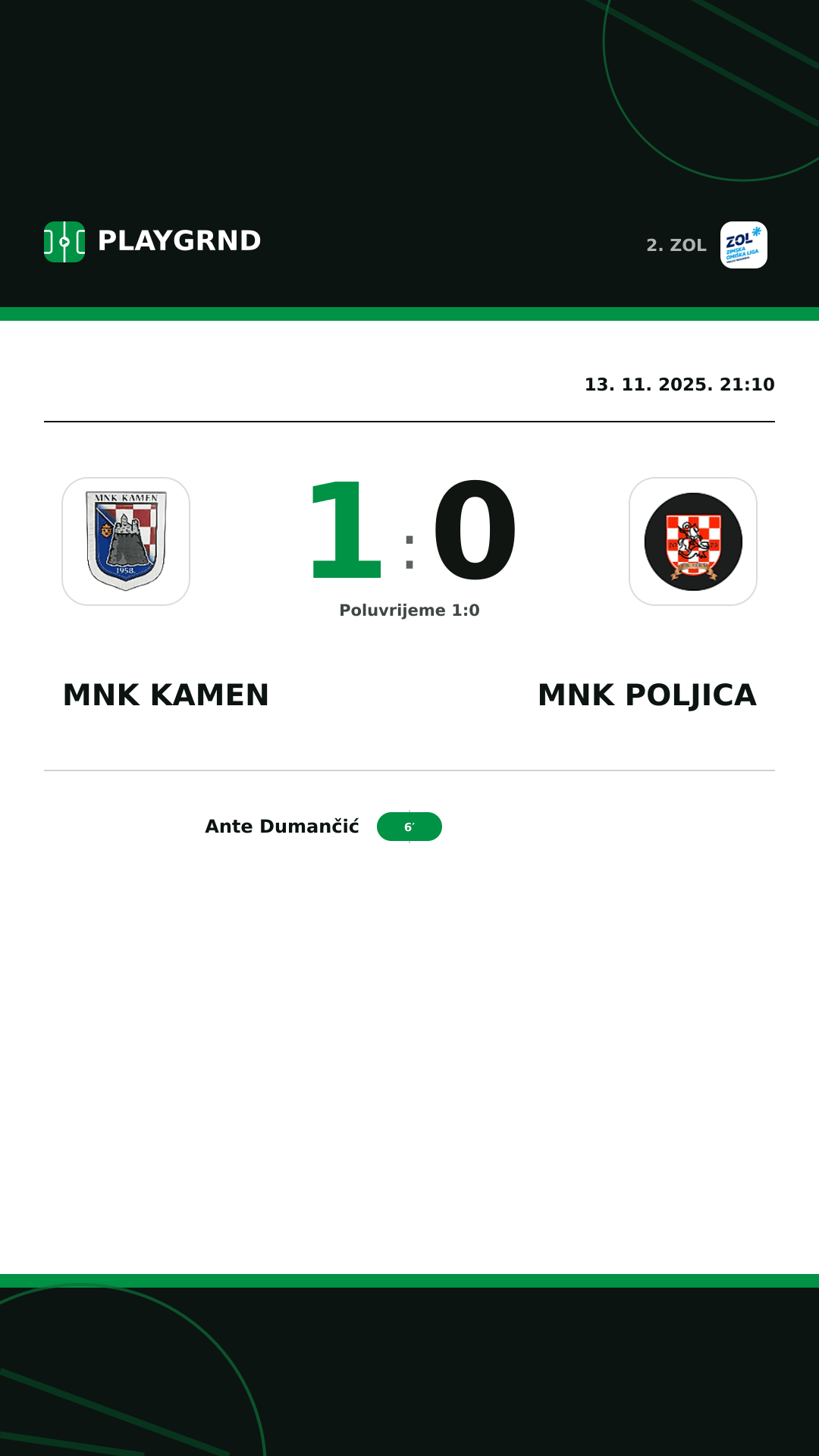 Instagram slika: MNK Kamen 1:0 MNK Poljica