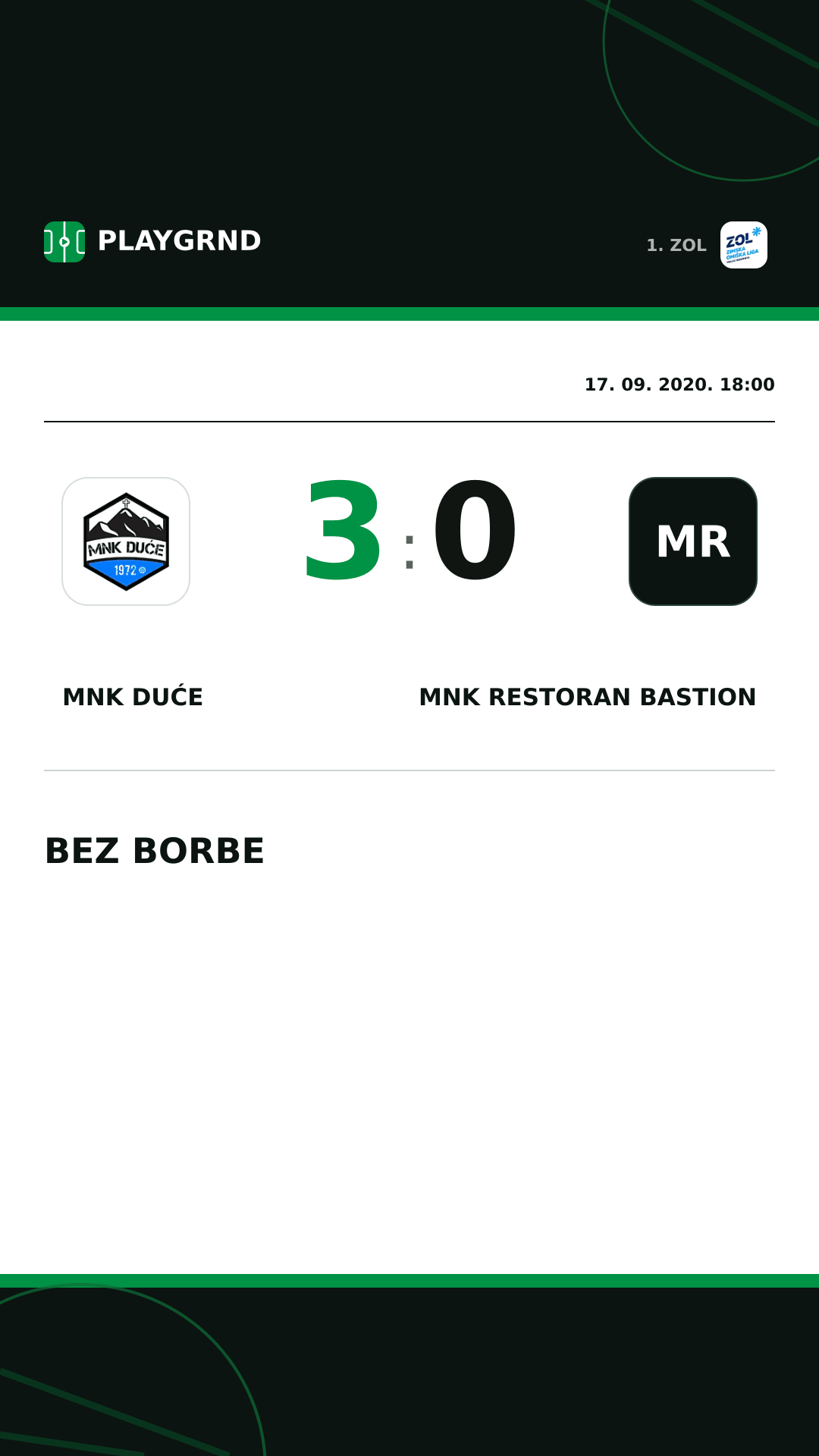 Instagram slika: MNK Duće 3:0 MNK Restoran Bastion