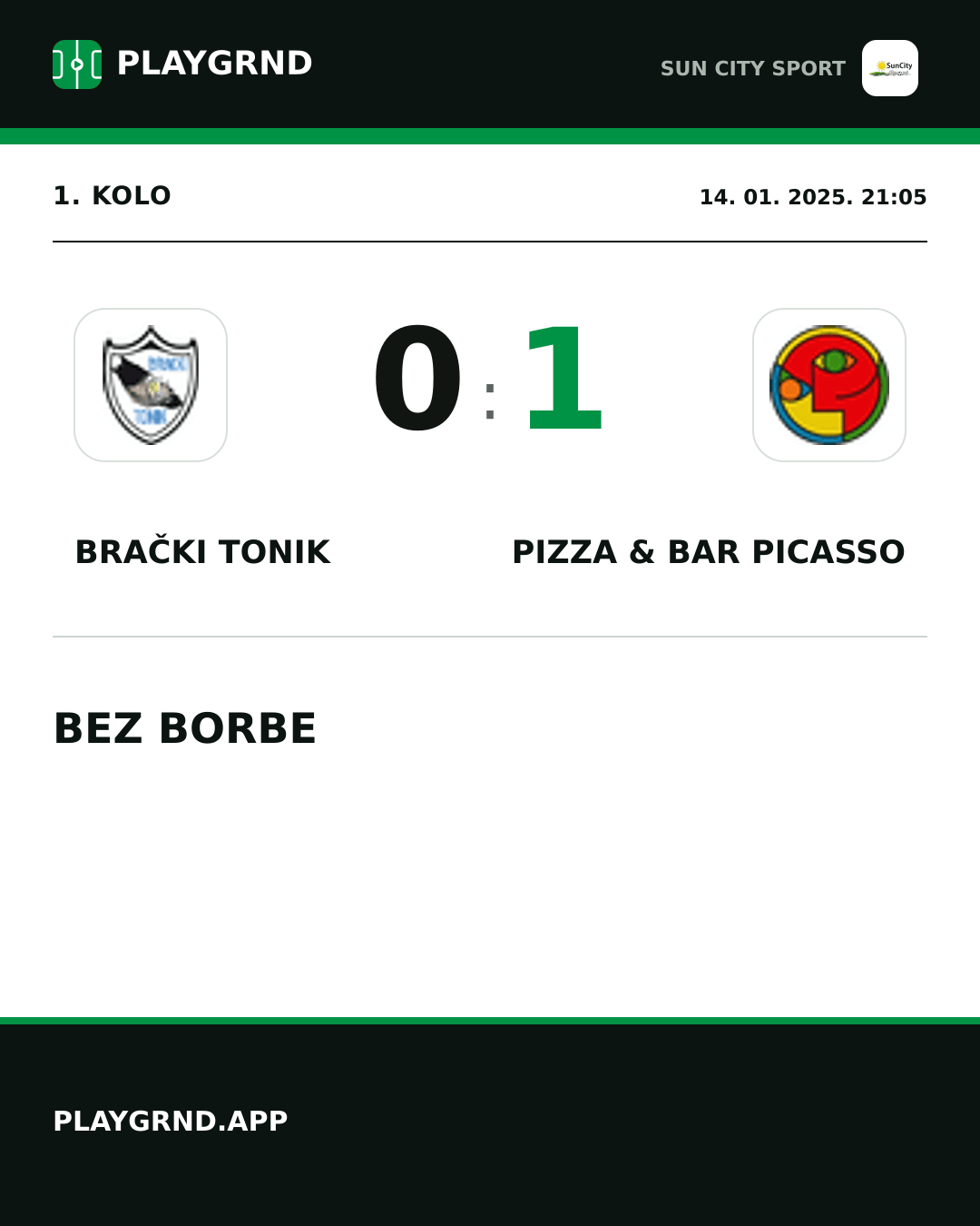 Instagram slika: Brački Tonik 0:1 Pizza & Bar Picasso