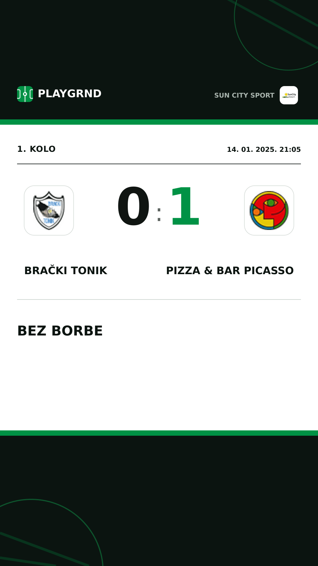 Instagram slika: Brački Tonik 0:1 Pizza & Bar Picasso