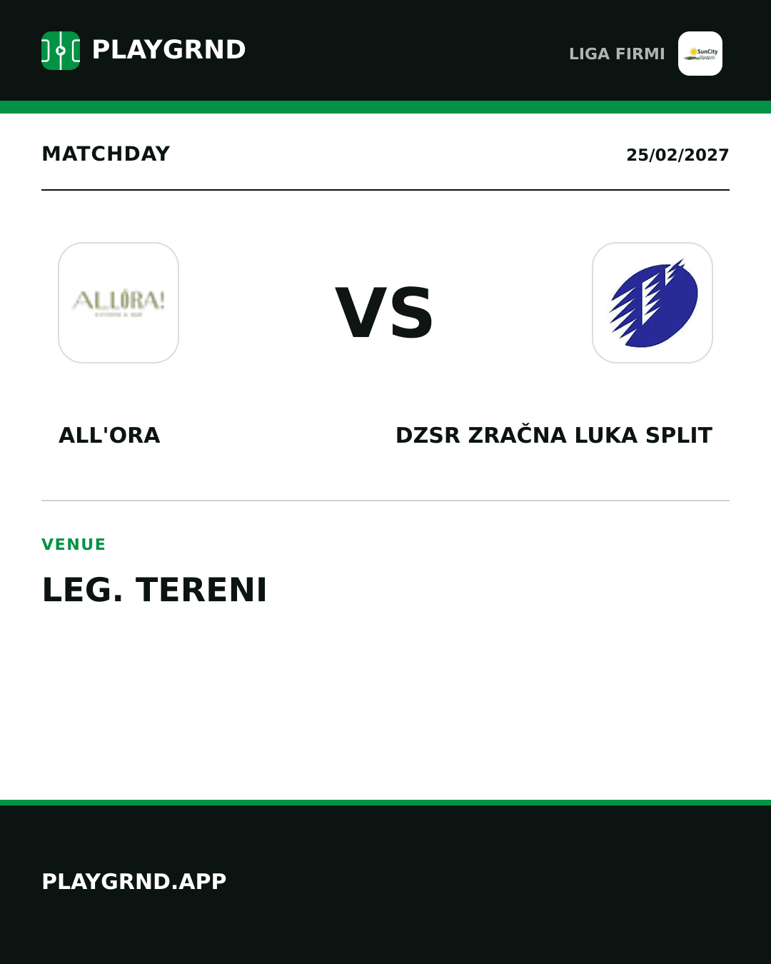 Instagram artwork: All'Ora vs DZSR Zračna Luka Split