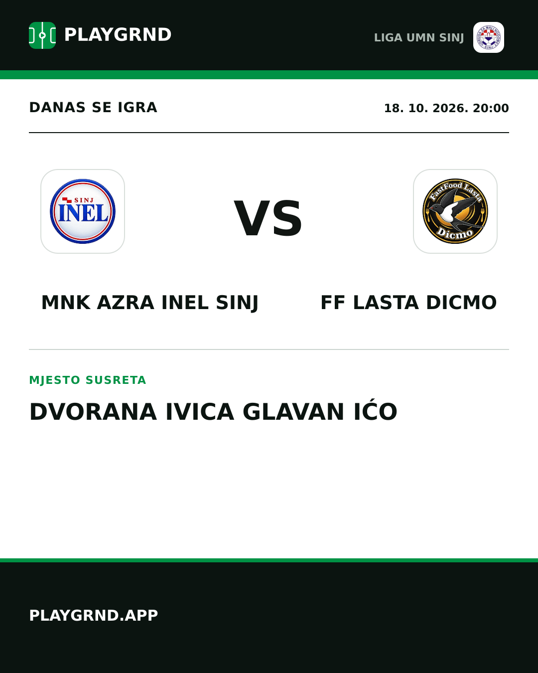 Instagram slika: MNK Azra Inel Sinj vs FF Lasta Dicmo