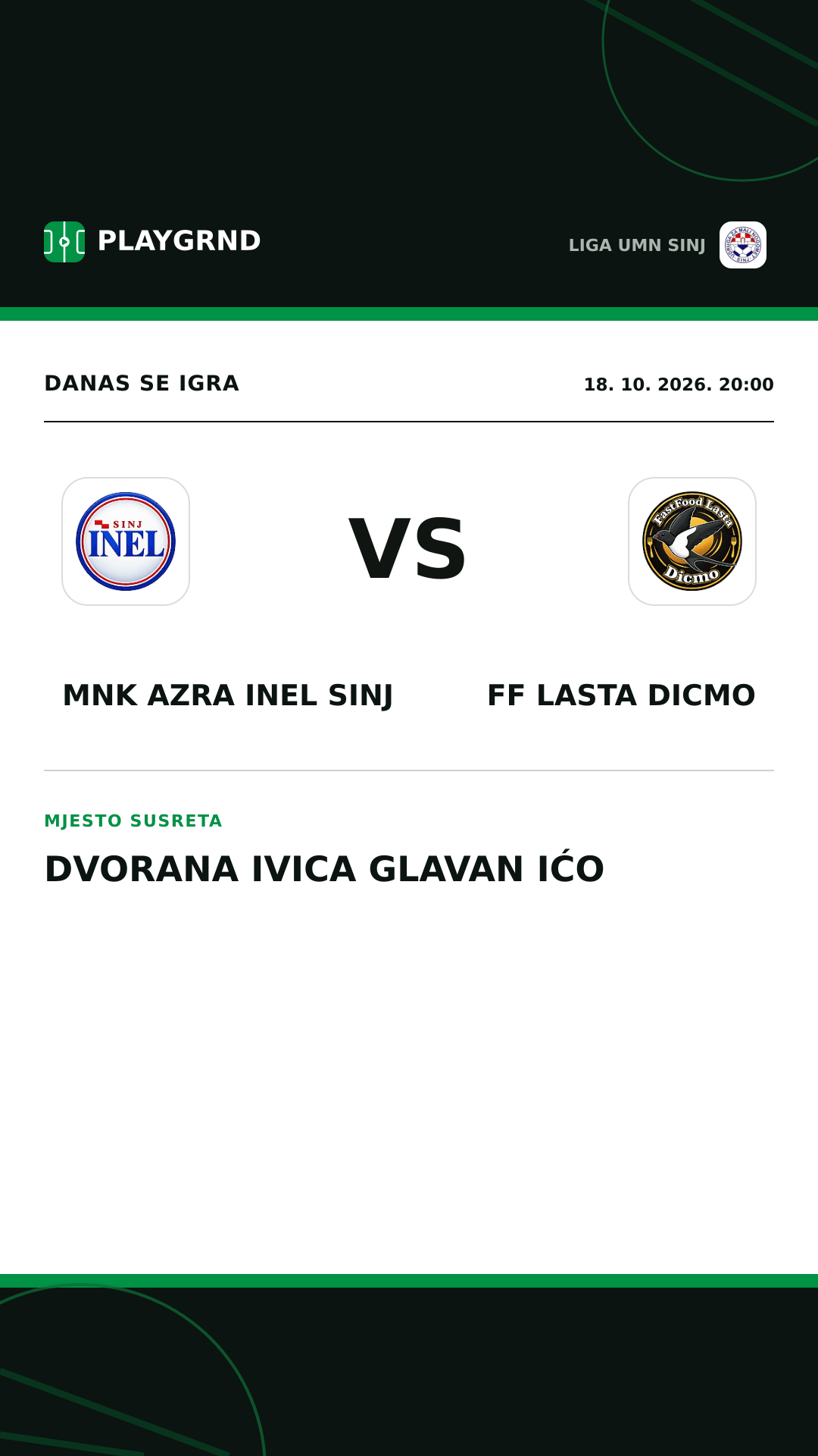 Instagram slika: MNK Azra Inel Sinj vs FF Lasta Dicmo